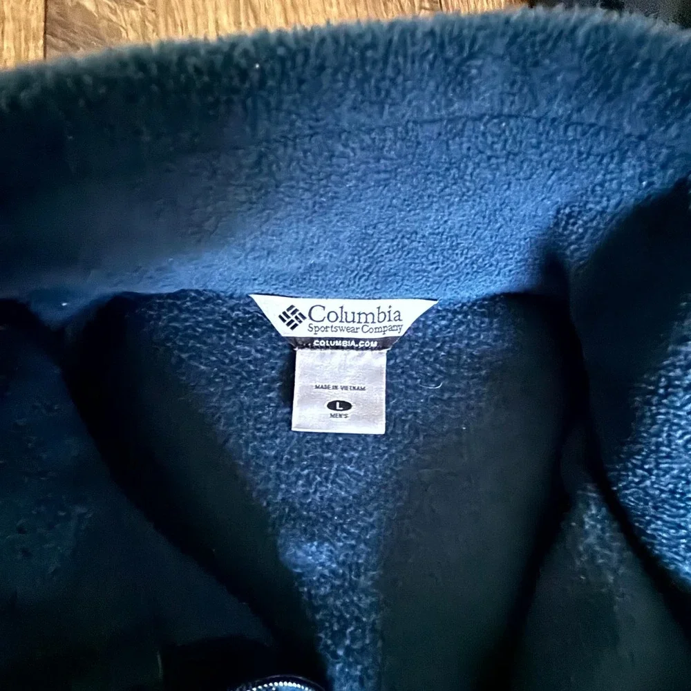 Columbia Sportswear Company Fleece Jacket Men's Large Blue Mock Neck Full Zip